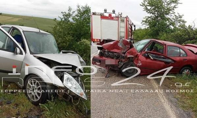 Σέρρες: Τροχαίο δυστύχημα με μετωπική σύγκρουση αυτοκινήτων - Νεκρός ένας 66χρονος