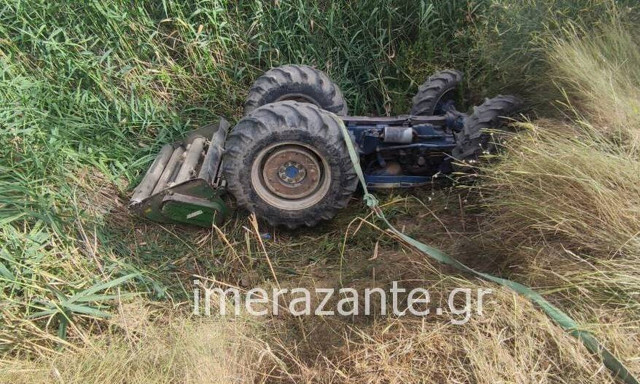 Ζάκυνθος: Τρακτέρ έπεσε μέσα σε χαντάκι - «Άγιο» είχε ο οδηγός