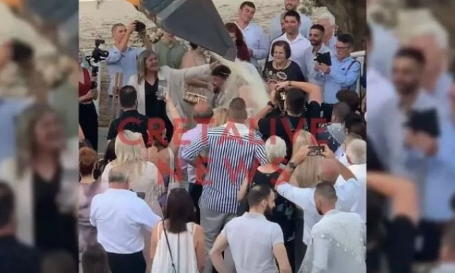 Ηράκλειο: Γάμος αλά Κρητικά - Έριξαν τόνους ρυζιού στον γαμπρό και τη νύφη... με γερανό