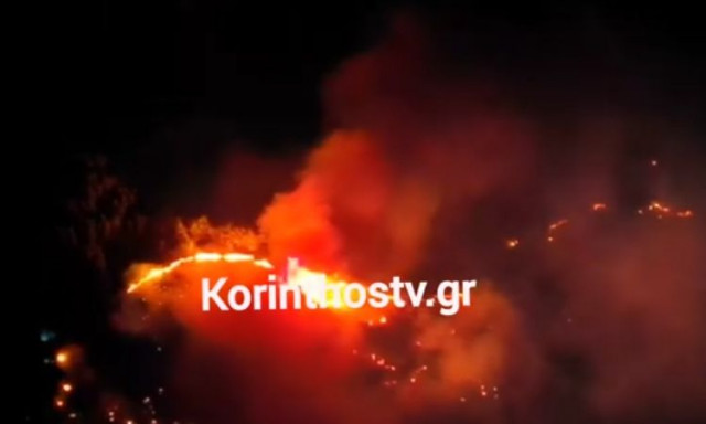 Φωτιά στο Κούτσι Νεμέας: Συγκλονιστικά πλάνα από drone με την πύρινη «λαίλαπα»
