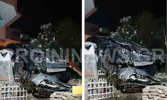 Ασύλληπτες εικόνες στην Καβάλα: Αυτοκίνητο προσγειώθηκε σε αυλή σπιτιού
