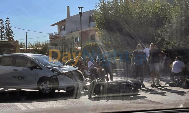 Ρέθυμνο: Tουρίστας με ενοικιαζόμενο ΙΧ τράκαρε μηχανάκι - Ο οδηγός του δίκυκλου στο νοσοκομείο