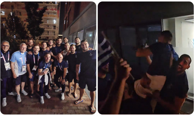 Λευτέρης Πετρούνιας: Αποθέωση στο Ολυμπιακό Χωριό - Τον σήκωσαν στα χέρια οι πολίστες