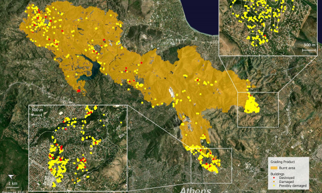 Φωτιά στην Αττική: Πάνω από 100.000 στρέμματα έχουν γίνει στάχτη, σύμφωνα με το Copernicus