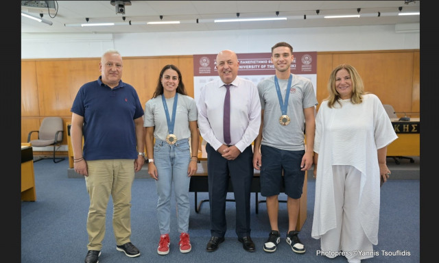 Θεσσαλονίκη: Υποδοχή των χάλκινων ολυμπιονικών Πέτρου Γκαϊδατζή και Ζωής Φίτσιου στο ΑΠΘ