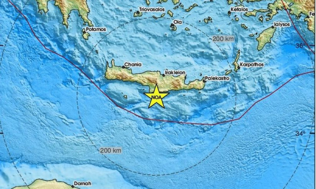 Σεισμός νότια της Κρήτης - Κοντά στις ακτές το επίκεντρο