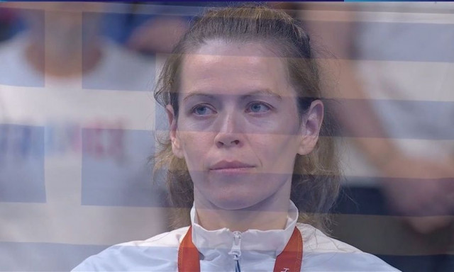 Η απονομή του χρυσού μεταλλίου στην Σταματοπούλου