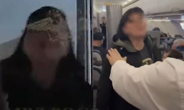 Bίντεο δείχνει μεθυσμένη επιβάτη να επιτίθεται σε αεροσυνοδούς και αστυνομικούς