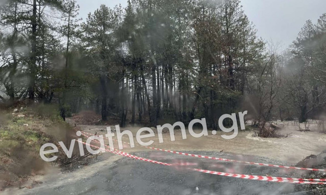 Υπερχείλισε ο Κυθήριος ποταμός στην Εύβοια - Διεκόπη η κυκλοφορία
