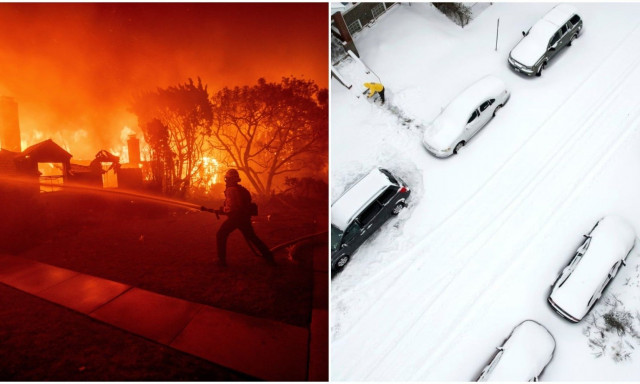 Πύρινη κόλαση στο Λος Άντζελες, πολικό ψύχος στις ανατολικές ΗΠΑ - Σκηνές χάους και καταστροφής