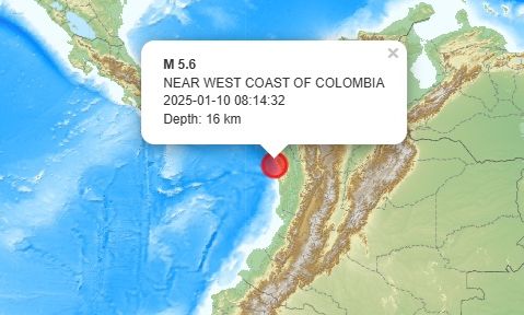 Σεισμός 5,6 Ρίχτερ σημειώθηκε στην Κολομβία
