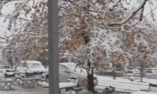 Καιρός: Χιόνια και αντιολισθητικές αλυσίδες στις Ερυθρές