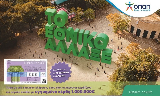 Το Εθνικό Λαχείο άλλαξε: Περισσότεροι νικητές και εγγυημένο έπαθλο 1 εκατ. ευρώ στον Πρώτο Λαχνό