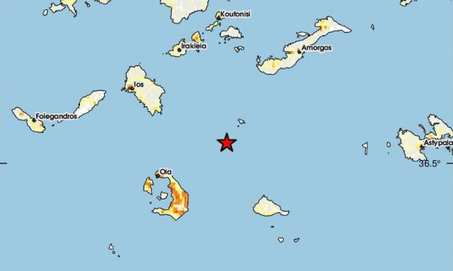 Ο χάρτης με το επίκεντρο του σεισμού