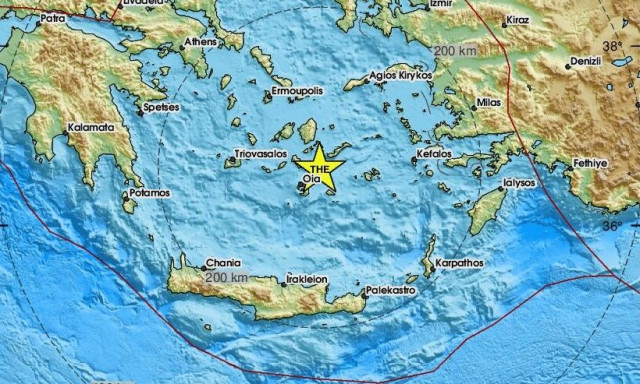 Ο χάρτης με το επίκεντρο του σεισμού