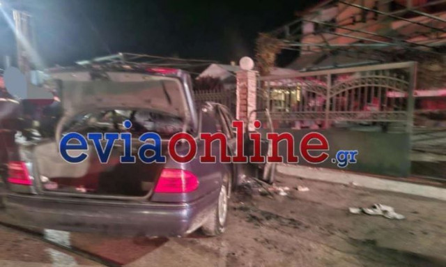 Χαλκίδα: Αυτοκίνητο τυλίχτηκε στις φλόγες μετά από τροχαίο