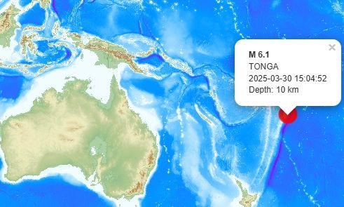 Νέος ισχυρός σεισμός 6,1 Ρίχτερ στα Νησιά Τόνγκα
