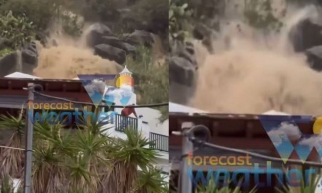 Κακοκαιρία: Οι ισχυρές βροχοπτώσεις «δημιούργησαν» καταρράκτη στη Μύκονο - Απίστευτες εικόνες