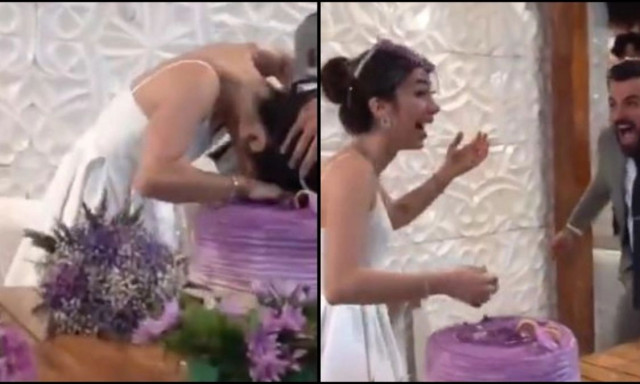Γαμπρός βούτηξε το πρόσωπο της νύφης στη γαμήλια τούρτα και ξεσήκωσε θύελλα αντιδράσεων