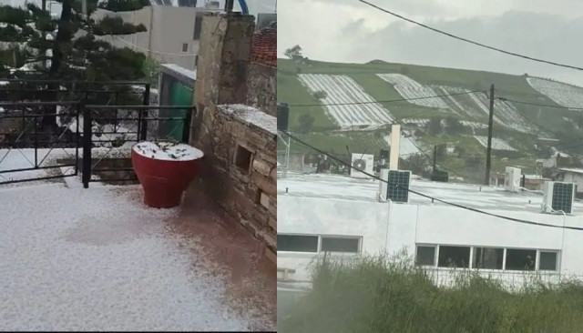 Ηράκλειο: Σφοδρή χαλαζόπτωση έπληξε αμπέλια και ελαιώνες - Συγκλονιστικές εικόνες