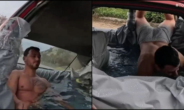 Έλληνας YouTuber μετέτρεψε το ΙΧ σε κινούμενη πισίνα: «Είχε ζέστη και ήθελα να δροσιστώ»