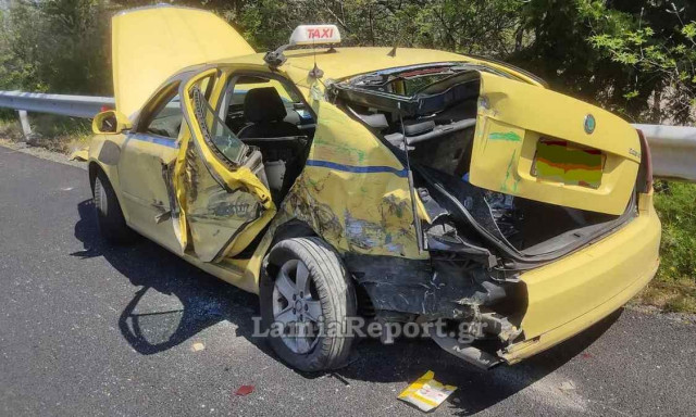 Λαμία: Σοβαρό τροχαίο στην Εθνική οδό - Φορτηγό διέλυσε ταξί