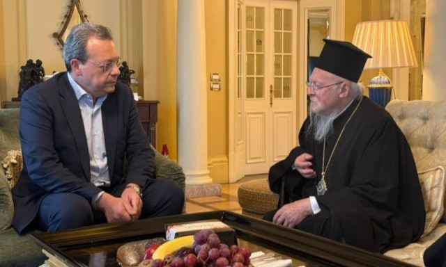 Συνάντηση Σωκράτη Φάμελλου - Οικουμενικού Πατριάρχη Βαρθολομαίου