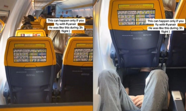 Η περίεργη πατέντα ενός TikToker για να κοιμηθείς άνετα σε μια πτήση (vid)