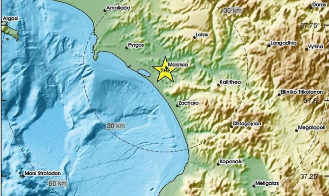 Ηλεία: Αισθητή σεισμική δόνηση 3,6 Ρίχτερ στα Κρέστενα