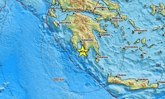 Σεισμός κοντά στην Αρεόπολη Λακωνίας – Αισθητός και στην Καλαμάτα