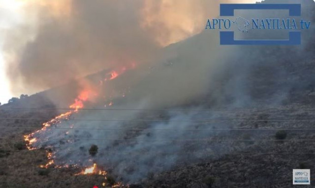Μεγάλη φωτιά στην Αργολίδα - Επιχειρούν και εναέρια μέσα, ήχησε το 112