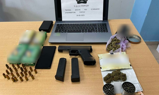 Σύλληψη επιχειρηματία στον Πύργο: Καταδίκη 13 μηνών για παράνομη οπλοκατοχή και ναρκωτικά