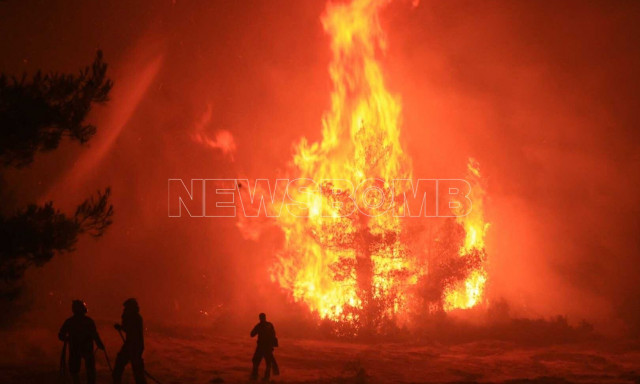 Φωτιά Ωρωπός - Καλλιάνος: Ενίσχυση των ανέμων μέσα στη νύχτα - Θα φτάσουν έως και 8 μποφόρ