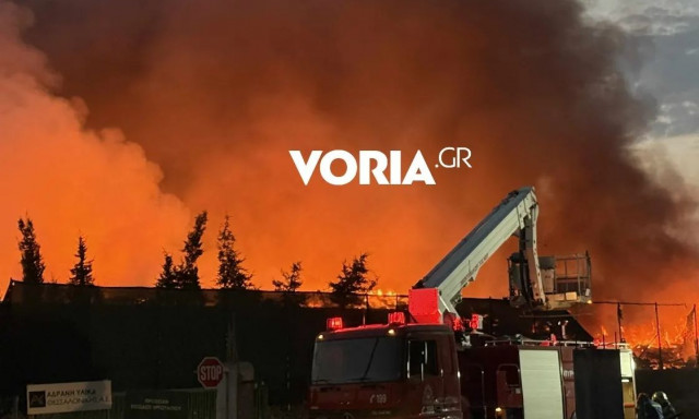 Συνεχίζεται η επιχείρηση κατάσβεσης φωτιάς σε εργοστάσιο ανακύκλωσης στη Σίνδο