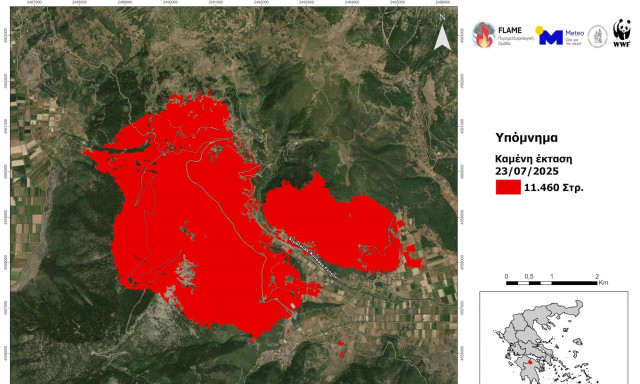 Φενεός, η χειρότερη οικολογική καταστροφή φέτος - Χιλιάδες στρέμματα έγιναν στάχτη, δείτε χάρτες