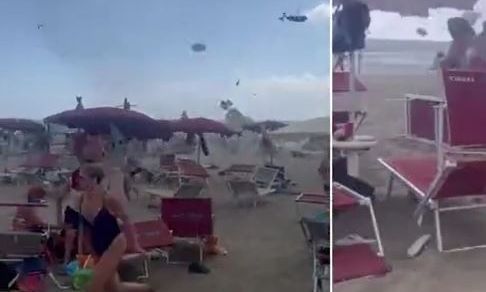Ιταλία: Ανεμοστρόβιλος τους «πήρε και τους σήκωσε» σε παραλία  - Πανικός στους λουόμενους – Βίντεο