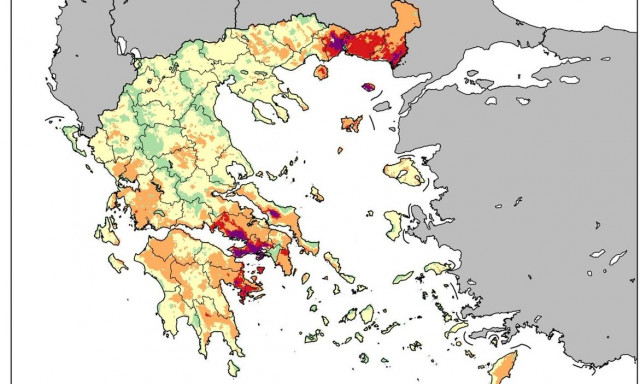 Δύσκολες πυρομετεωρολογικές συνθήκες και τις επόμενες ημέρες - Χάρτης