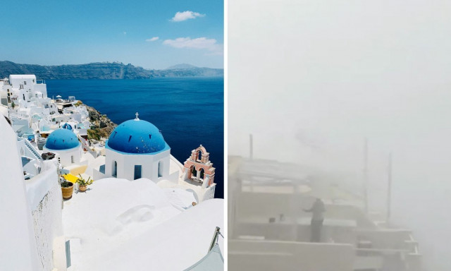 Σαντορίνη: Πέπλο ομίχλης κάλυψε την Καλντέρα - «Όλα άσπρα»