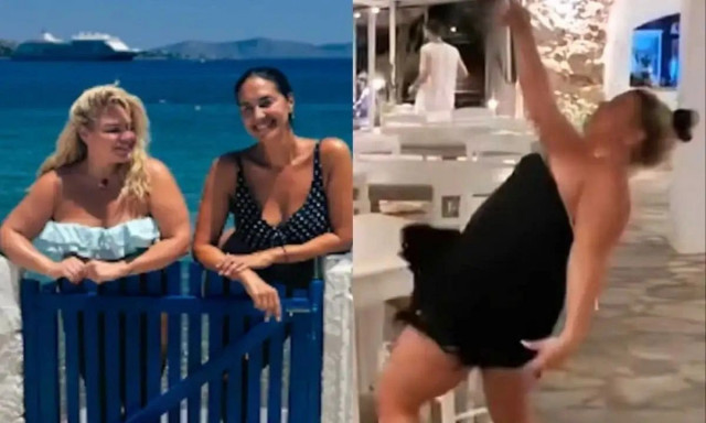 Δανάη Μπάρκα: Χόρεψε ξέφρενα μαζί με τη Νόνη Δούνια σε ταβέρνα στη Σύρο – Δείτε βίντεο