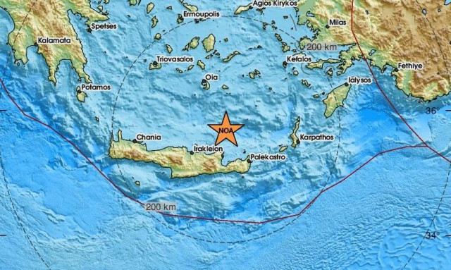 Σεισμός βόρεια της Κρήτης