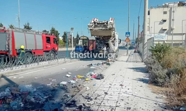 Θεσσαλονίκη: Συναγερμός για φωτιά σε εν κινήσει απορριμματοφόρο – Η κίνηση που απέτρεψε τα χειρότερα