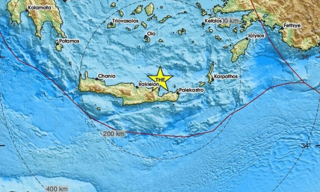Σεισμός 3,4 Ρίχτερ βόρεια του Αγίου Νικολάου Λασιθίου