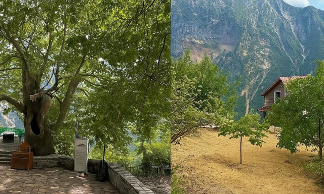 Διπλάτανος Θέρμου: Χτισμένο στο Παναιτωλικό όρος με θέα την τεχνητή λίμνη του Ευήνου