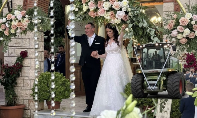 Ο… αγροτικός γάμος της χρονιάς! Γαμπρός στα Φάρσαλα πήγε στην εκκλησία με… ενσιρομηχανή!