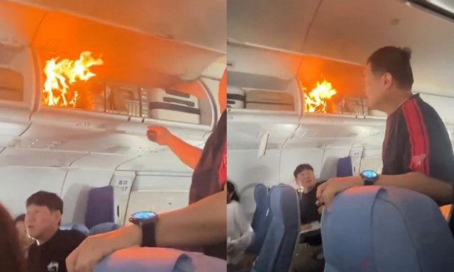 Τρόμος σε πτήση για Σεούλ: Ξέσπασε πυρκαγιά σε θήκη χειραποσκευών - Βίντεο