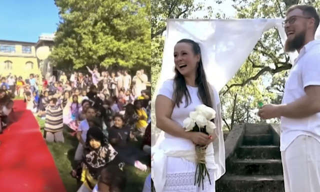 Δασκάλα παντρεύτηκε συνοδεία όλων των μαθητών της - Η συγκινητική έκπληξη των παιδιών