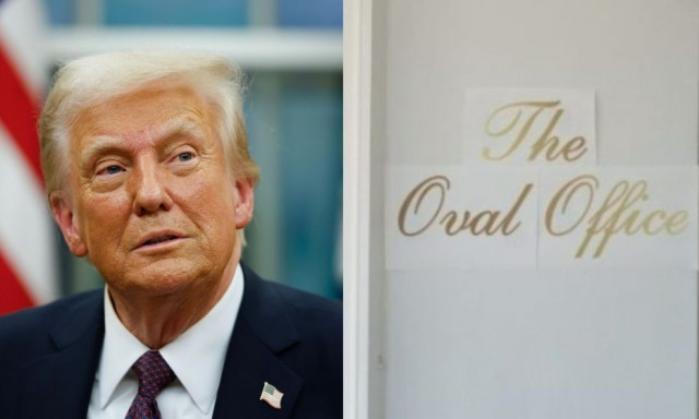 Ντόναλντ Τραμπ: Έβαλε επιγραφή «Οβάλ Γραφείο» με χρυσά καλλιγραφικά γράμματα
