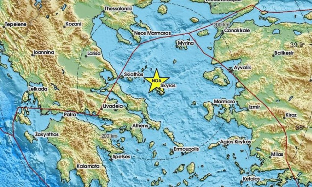 Σεισμός 3,1 Ρίχτερ βόρεια της Σκύρου