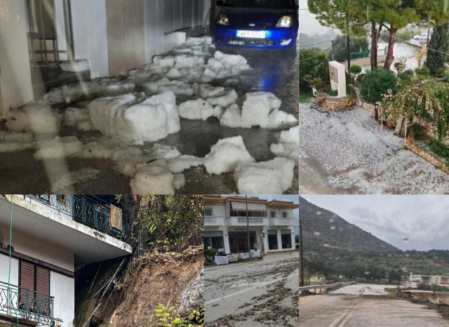 Κακοκαιρία Adel: Σφοδρή χαλαζόπτωση σε Κεφαλονιά, Μονεμβασιά και Ερμιόνη - Απίστευτες εικόνες