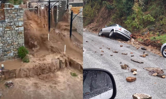 Κακοκαιρία Adel: Πλημμύρες και κατολισθήσεις στη Θάσο - Προβλήματα σε Ελούντα, Χίο, Τζουμέρκα